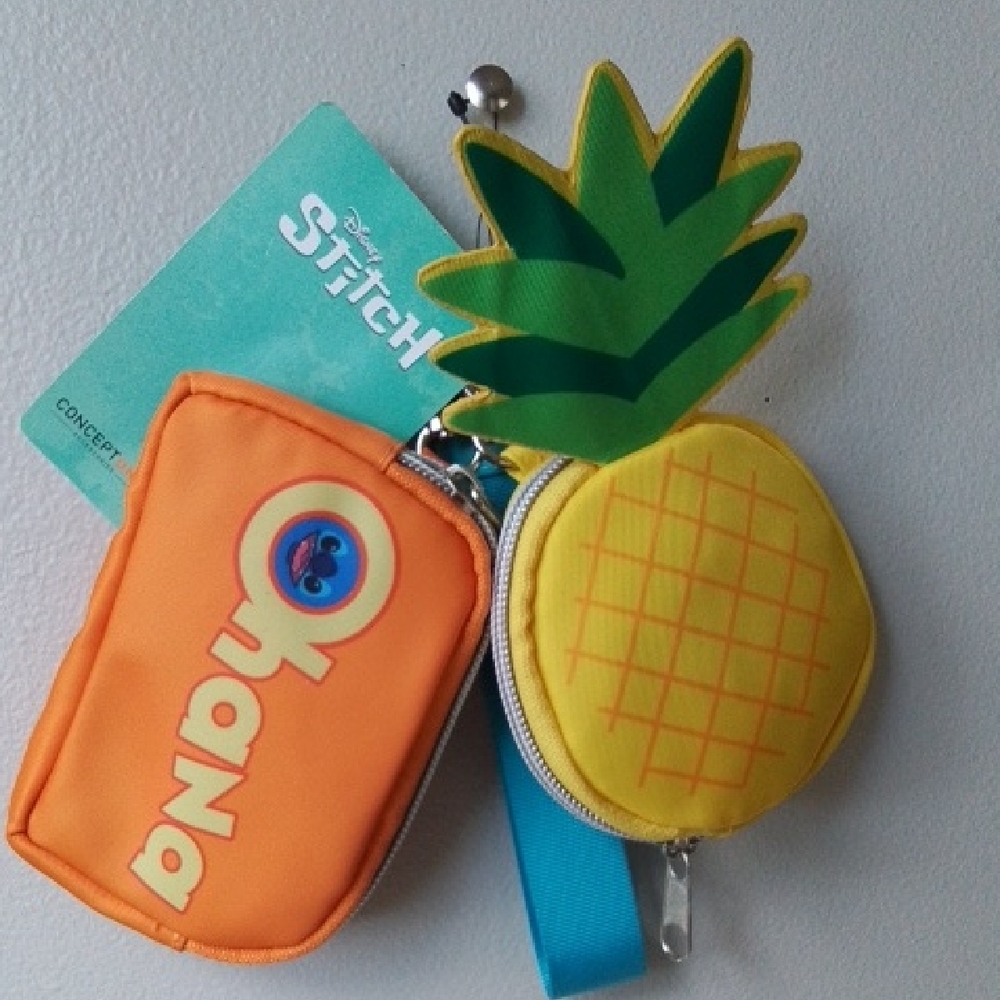 Disney Stitch Pineapple and Ohana Coin Purse Set - Orange and Yellow